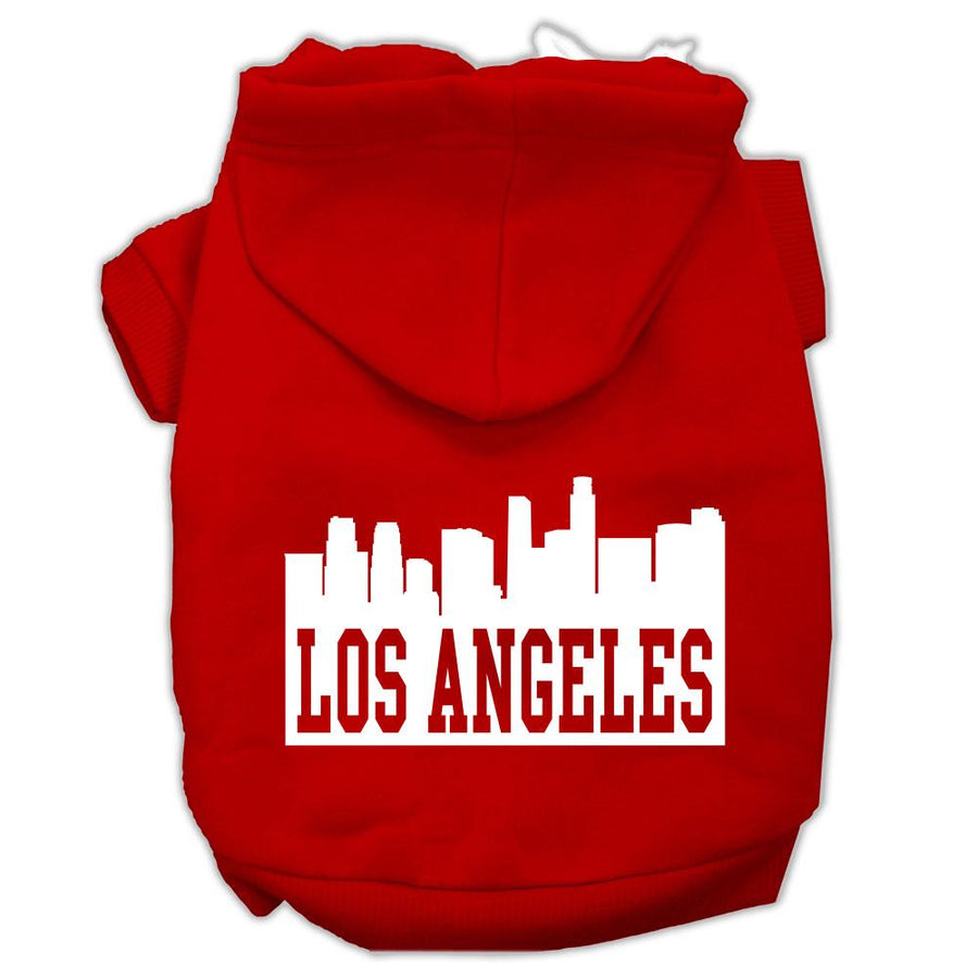 Los Angeles Skyline Screen Print Pet Hoodies Red Size Xl (16)