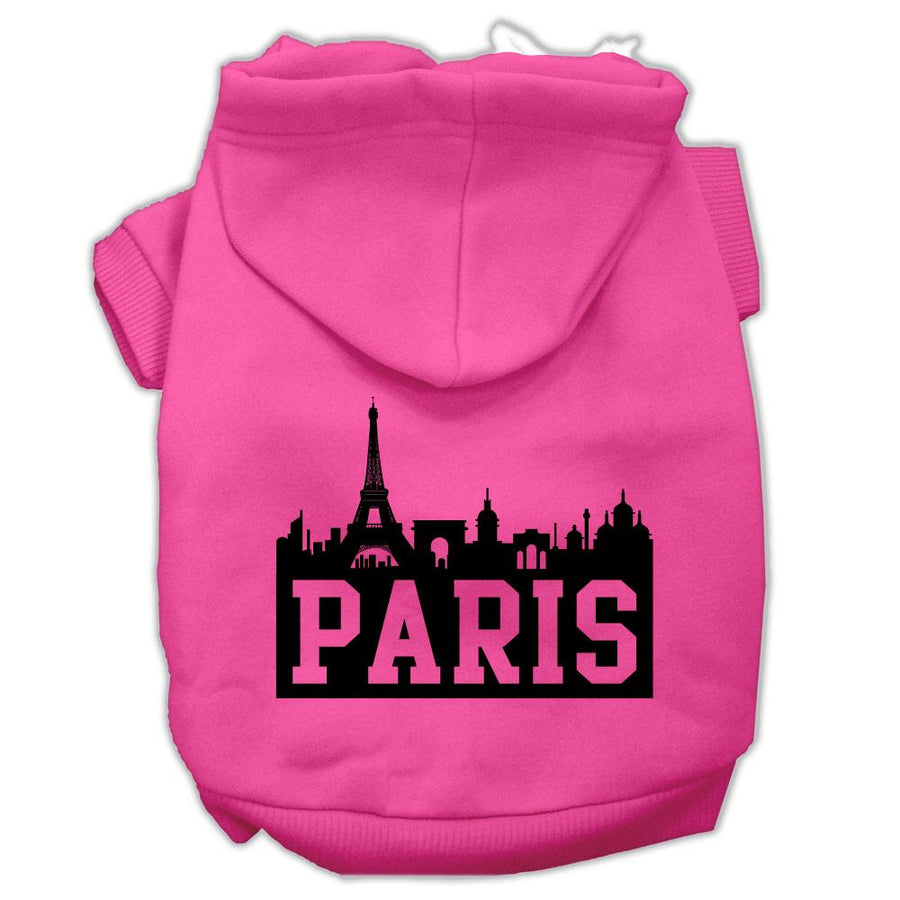 Paris Skyline Screen Print Pet Hoodies Bright Pink Size Xl (16)