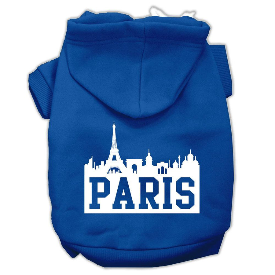 Paris Skyline Screen Print Pet Hoodies Blue Size Xxl (18)