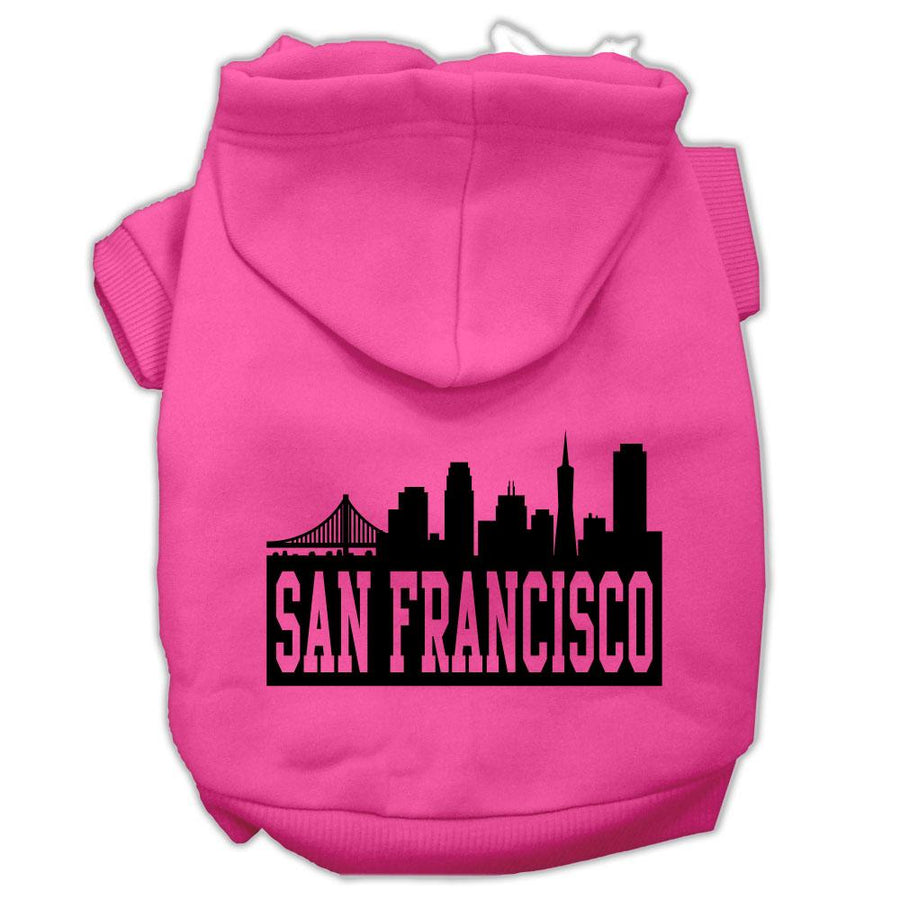 San Francisco Skyline Screen Print Pet Hoodies Bright Pink Size Xl (16)