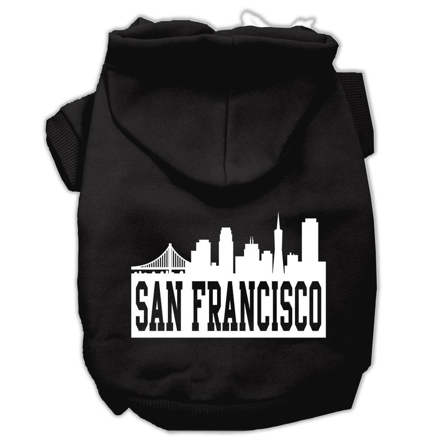 San Francisco Skyline Screen Print Pet Hoodies Black Size Xs (8)