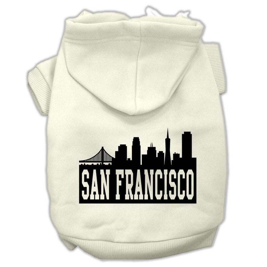 San Francisco Skyline Screen Print Pet Hoodies Cream Size Xxl (18)