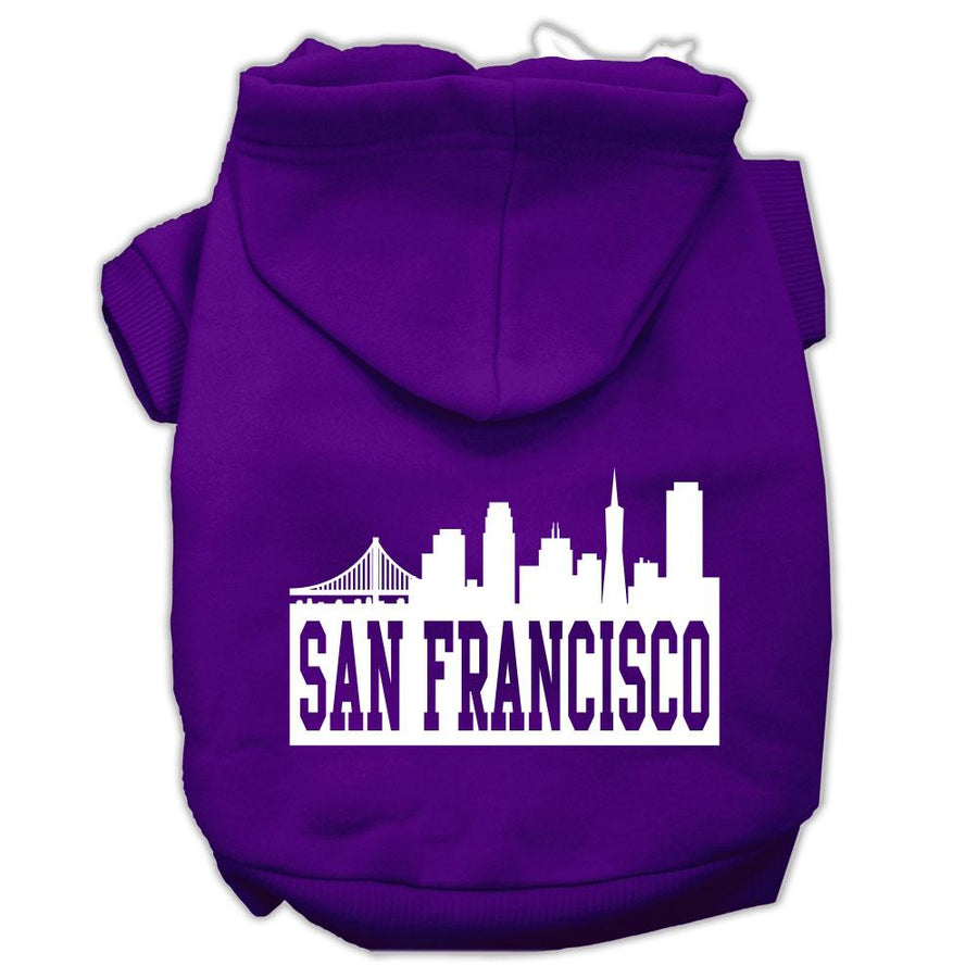 San Francisco Skyline Screen Print Pet Hoodies Purple Size Xxxl (20)