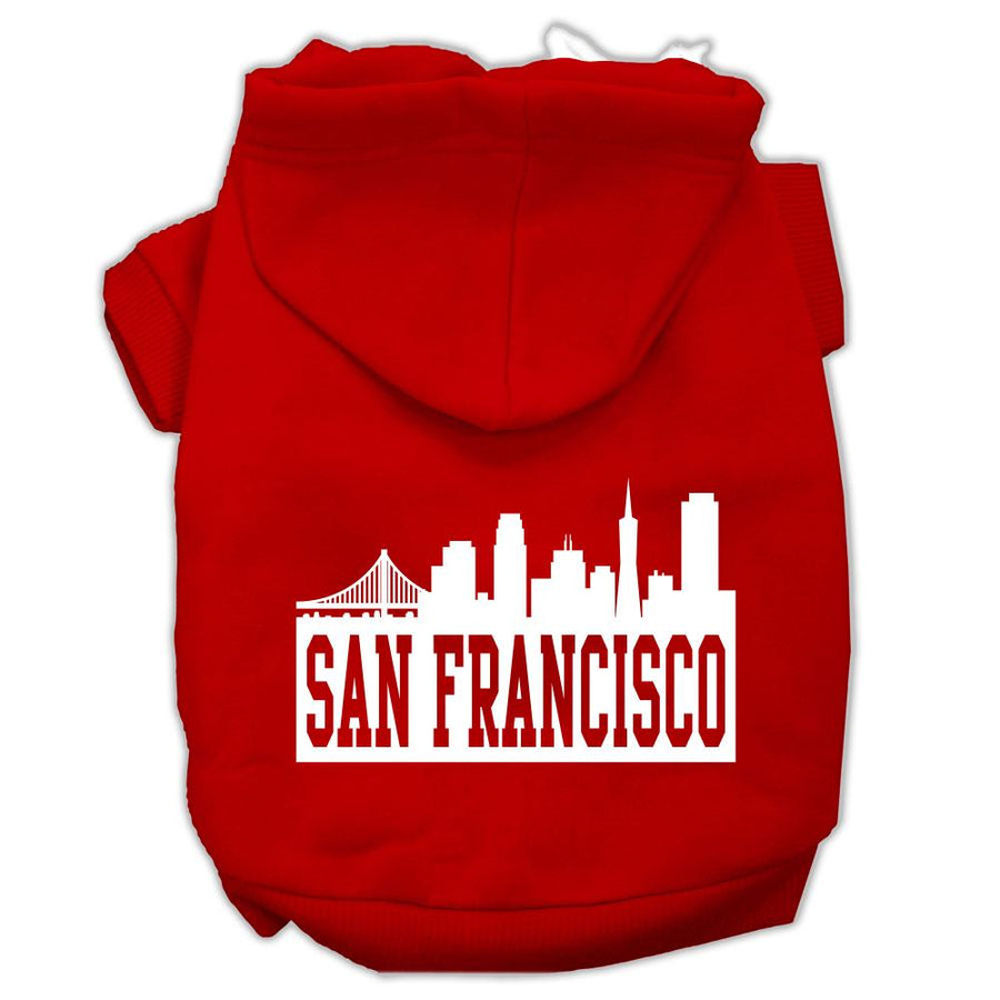 San Francisco Skyline Screen Print Pet Hoodies Red Size Xxxl (20)