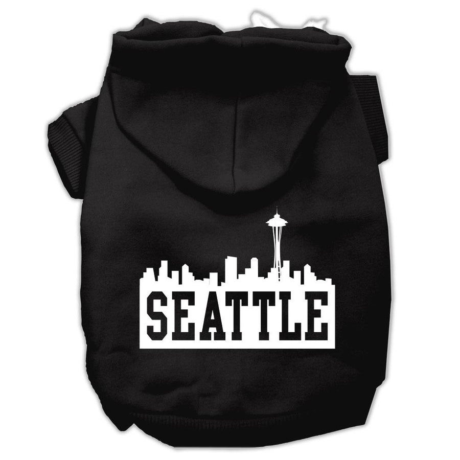 Seattle Skyline Screen Print Pet Hoodies Black Size Xxl (18)