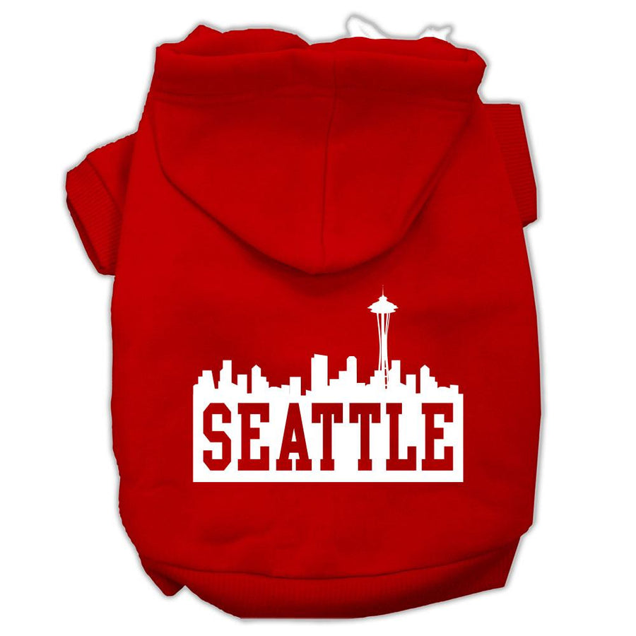 Seattle Skyline Screen Print Pet Hoodies Red Size Xxl (18)