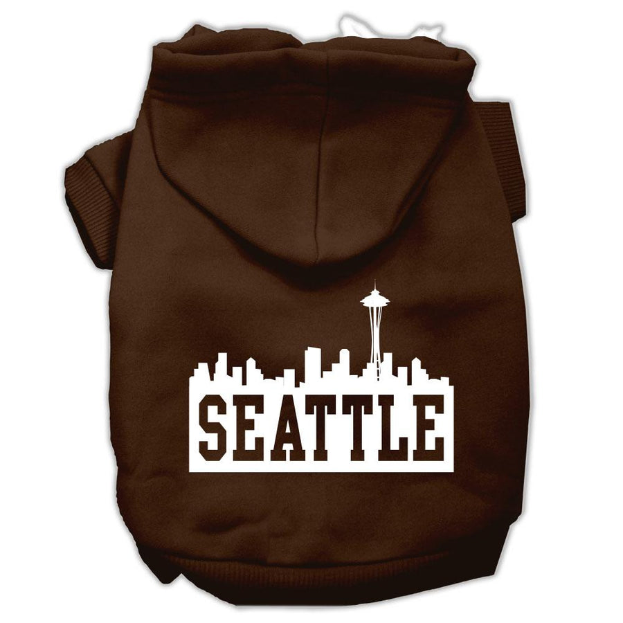 Seattle Skyline Screen Print Pet Hoodies Brown Size Xxxl (20)