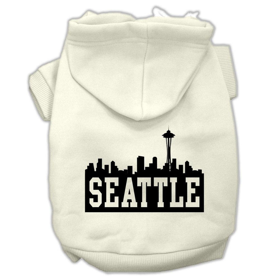 Seattle Skyline Screen Print Pet Hoodies Cream Size Xxxl (20)