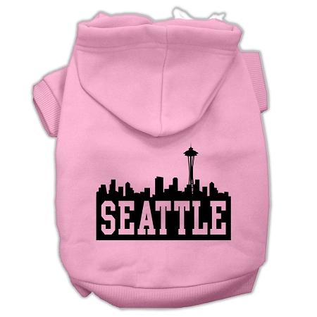 Seattle Skyline Screen Print Pet Hoodies Light Pink Size Xxxl (20)