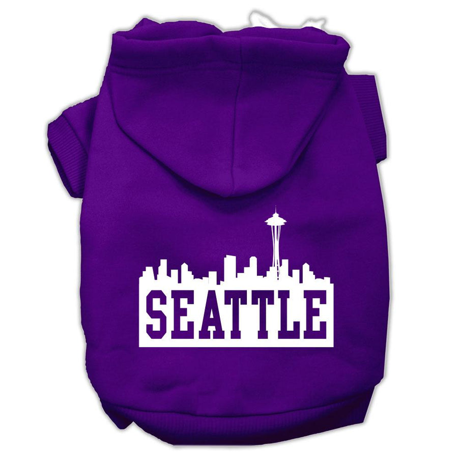 Seattle Skyline Screen Print Pet Hoodies Purple Size Xxxl (20)