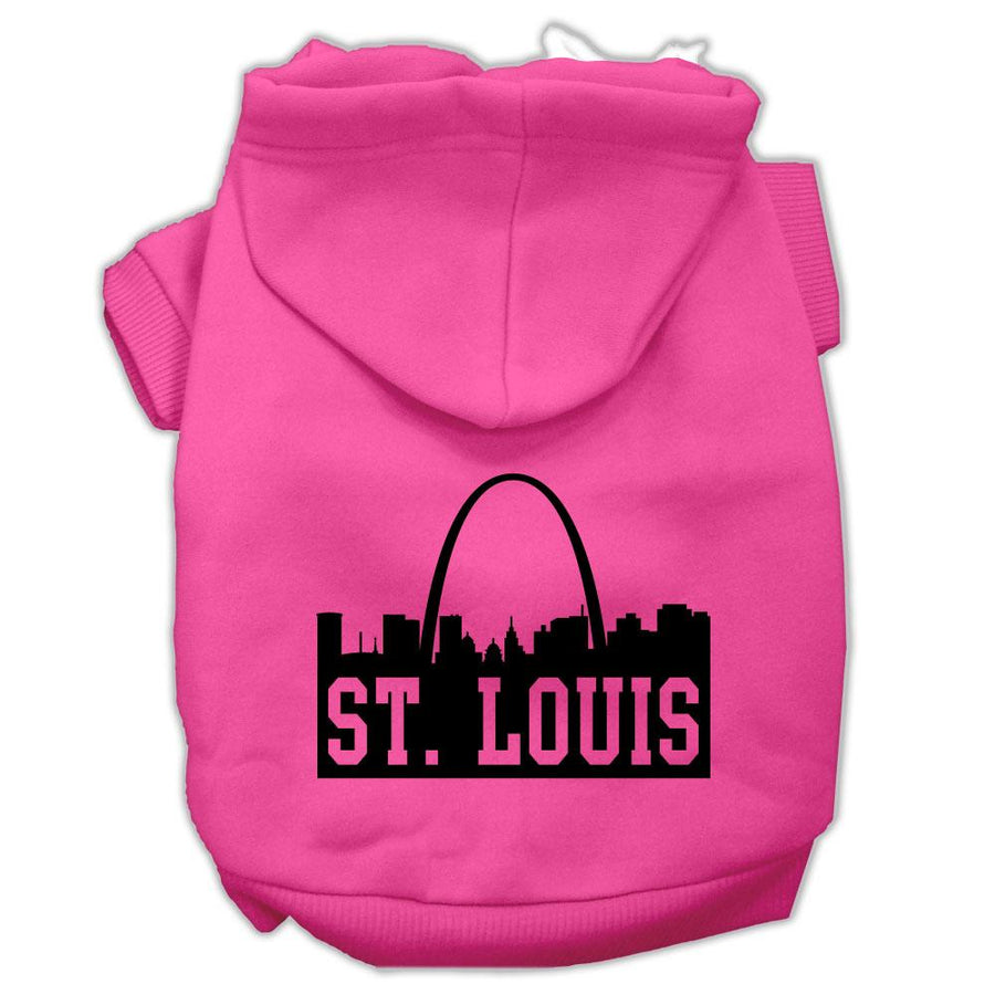 St Louis Skyline Screen Print Pet Hoodies Bright Pink Size Xs (8)