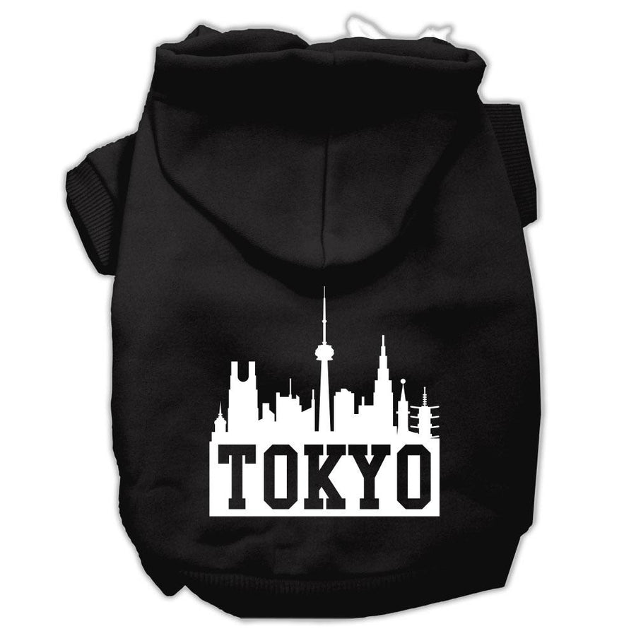 Tokyo Skyline Screen Print Pet Hoodies Black Size Xl (16)