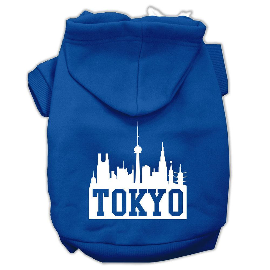 Tokyo Skyline Screen Print Pet Hoodies Blue Size Xl (16)