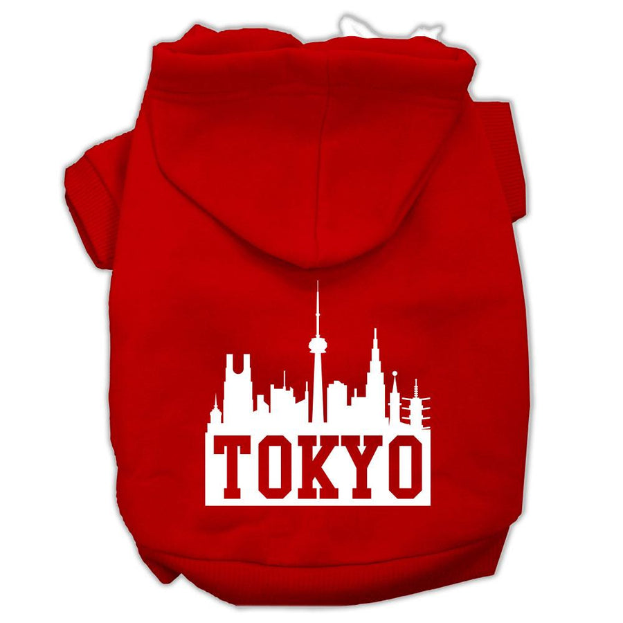 Tokyo Skyline Screen Print Pet Hoodies Red Size Xxl (18)