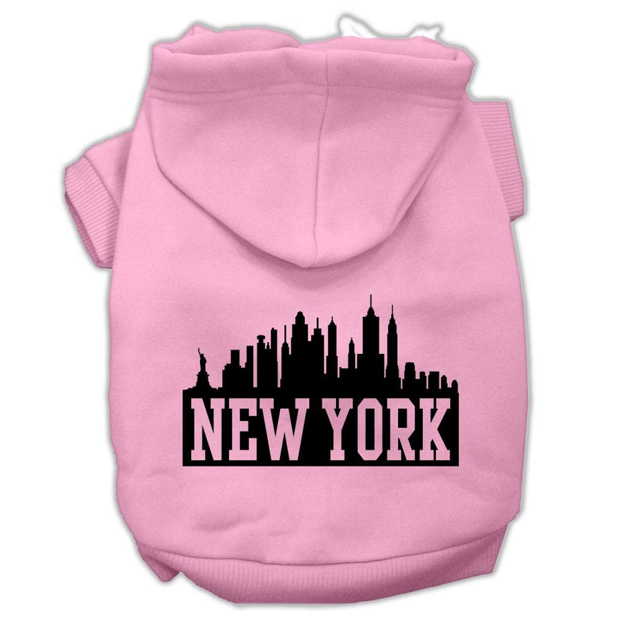 New York Skyline Screen Print Pet Hoodies Light Pink Size Xxl (18)