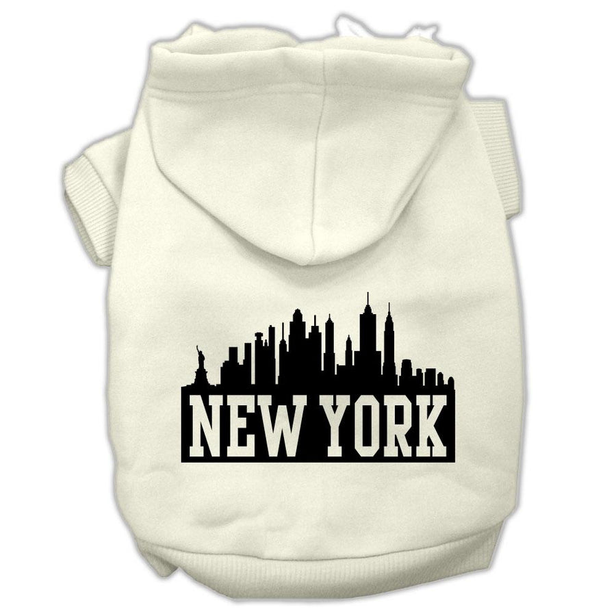 New York Skyline Screen Print Pet Hoodies Cream Size Xxxl (20)