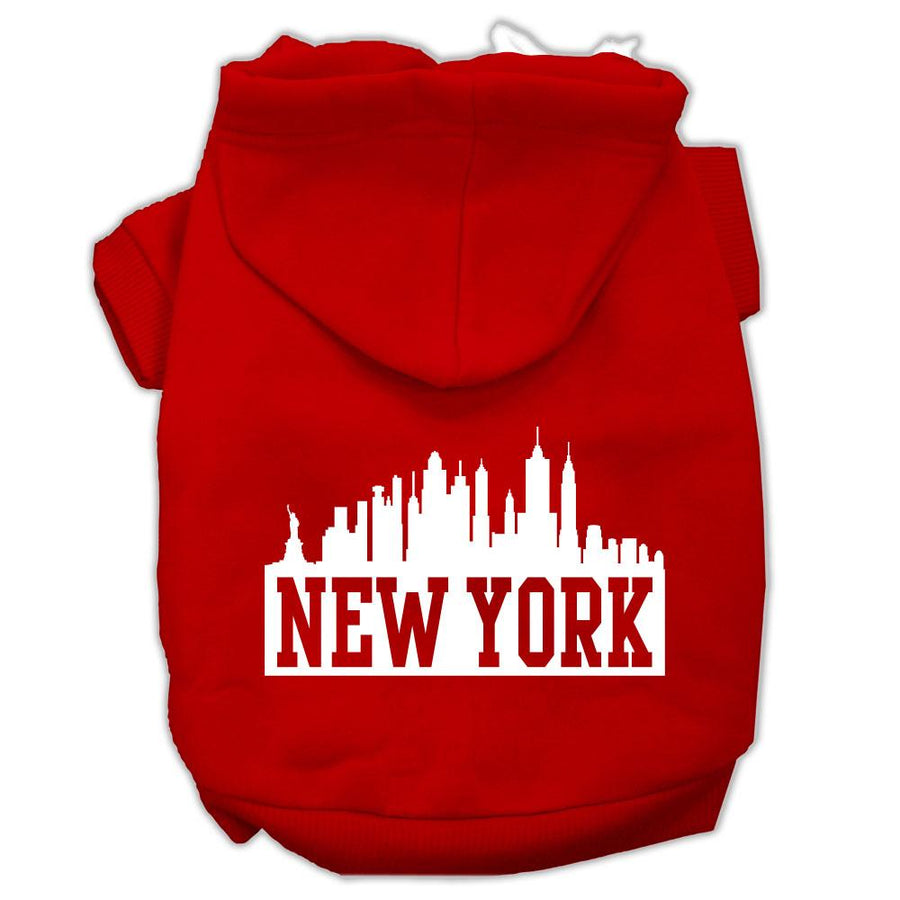 New York Skyline Screen Print Pet Hoodies Red Size Xxxl (20)