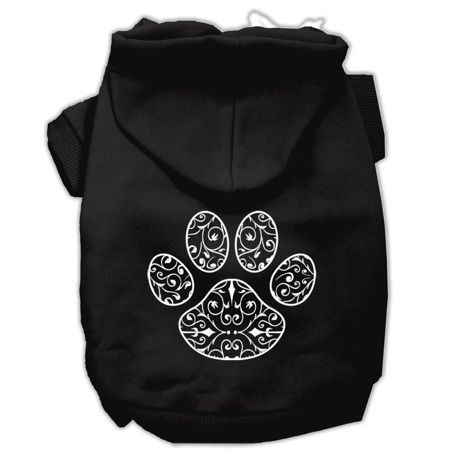 Henna Paw Screen Print Pet Hoodies Black Size Xl (16)