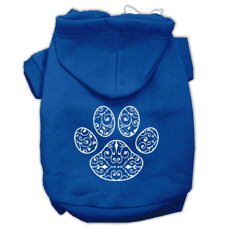 Henna Paw Screen Print Pet Hoodies Blue Size Xl (16)