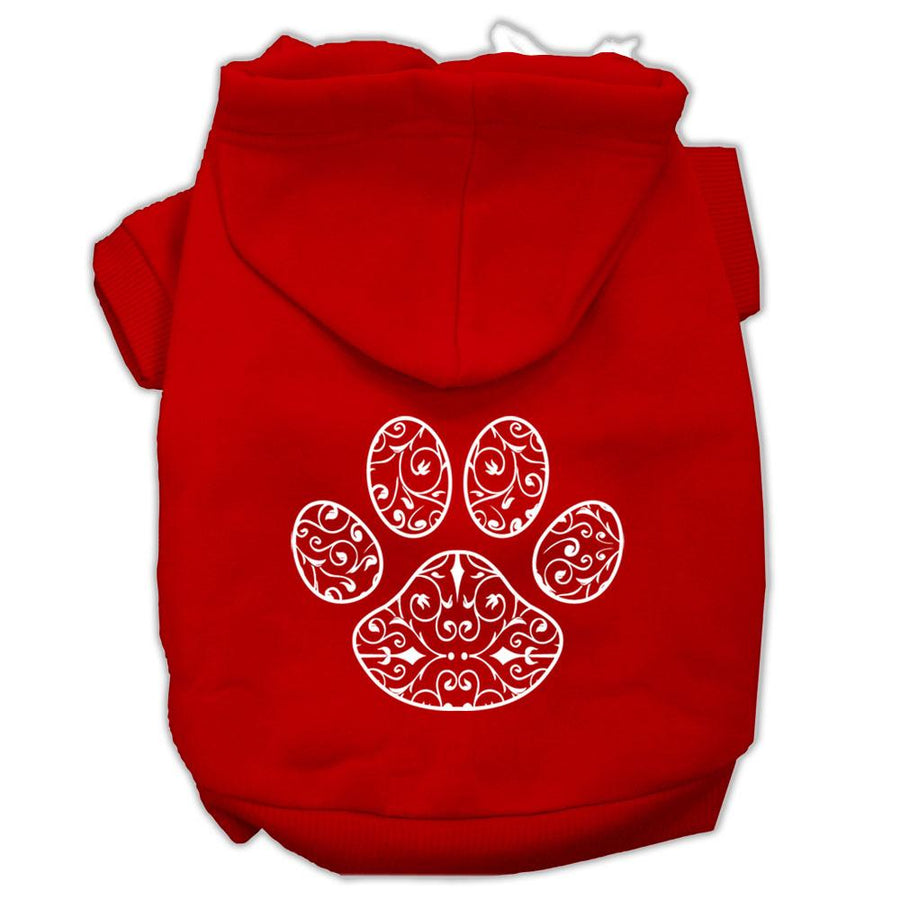 Henna Paw Screen Print Pet Hoodies Red Size Xl (16)