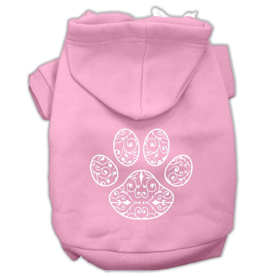 Henna Paw Screen Print Pet Hoodies Light Pink Size Xxl (18)