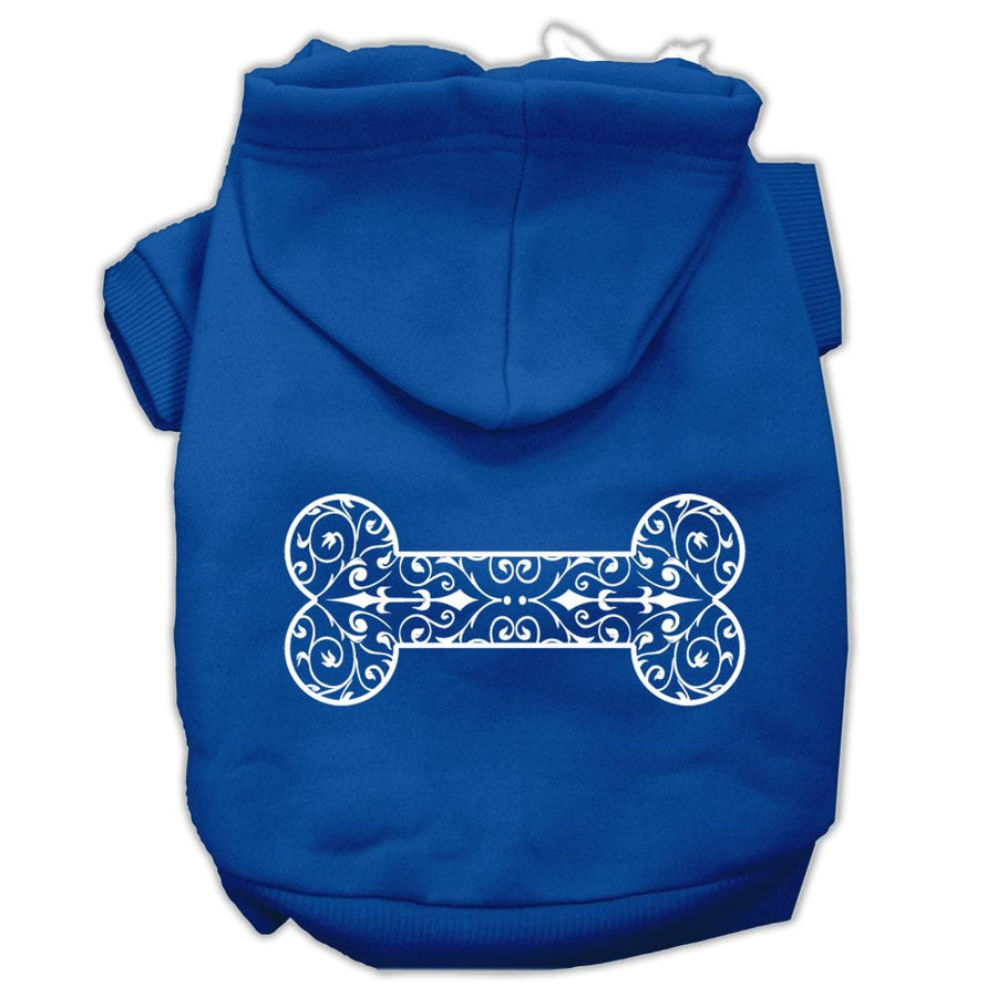 Henna Bone Screen Print Pet Hoodies Blue Size Xxxl (20)