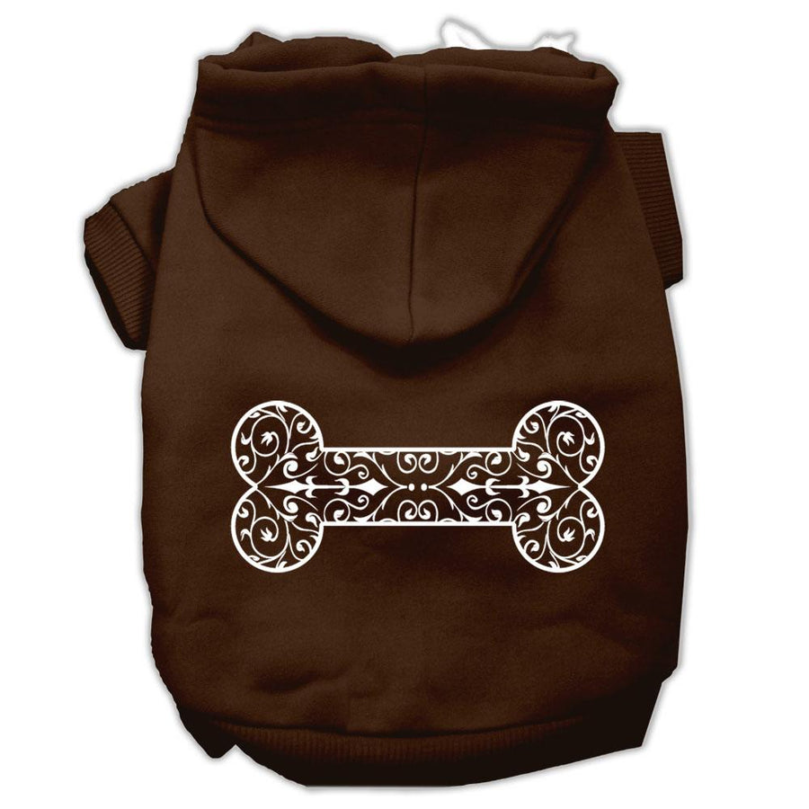 Henna Bone Screen Print Pet Hoodies Brown Size Xxxl (20)