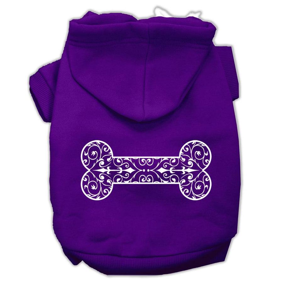 Henna Bone Screen Print Pet Hoodies Purple Size Xxxl (20)
