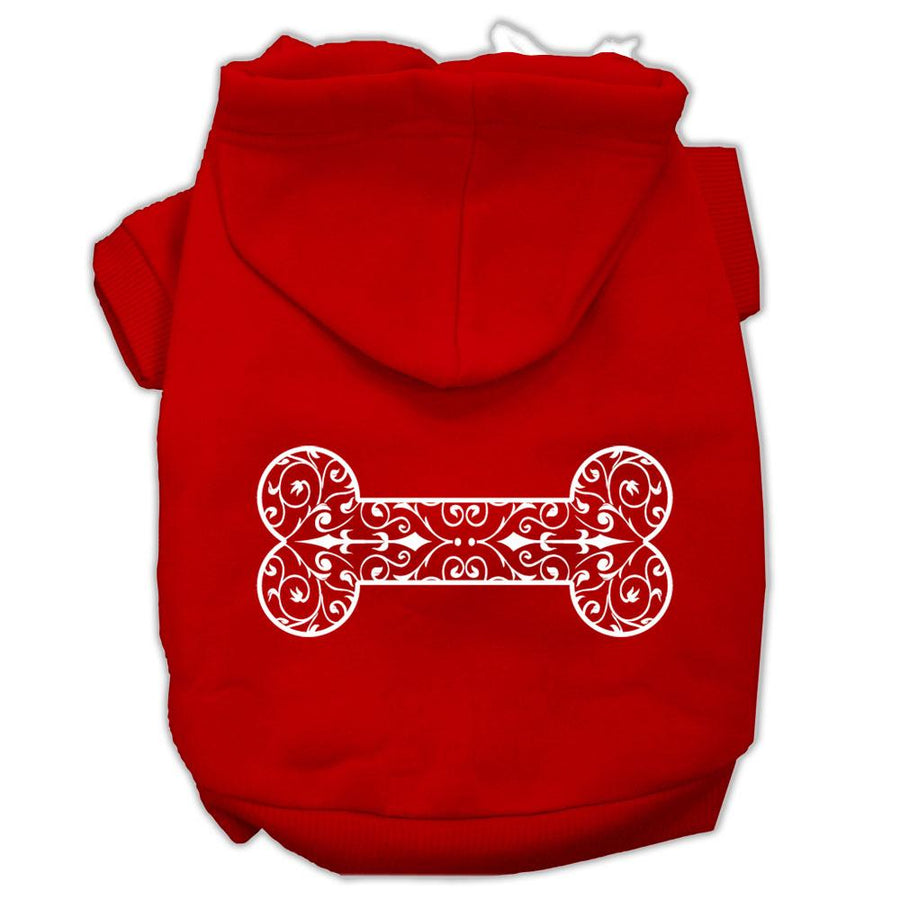 Henna Bone Screen Print Pet Hoodies Red Size Xxxl (20)
