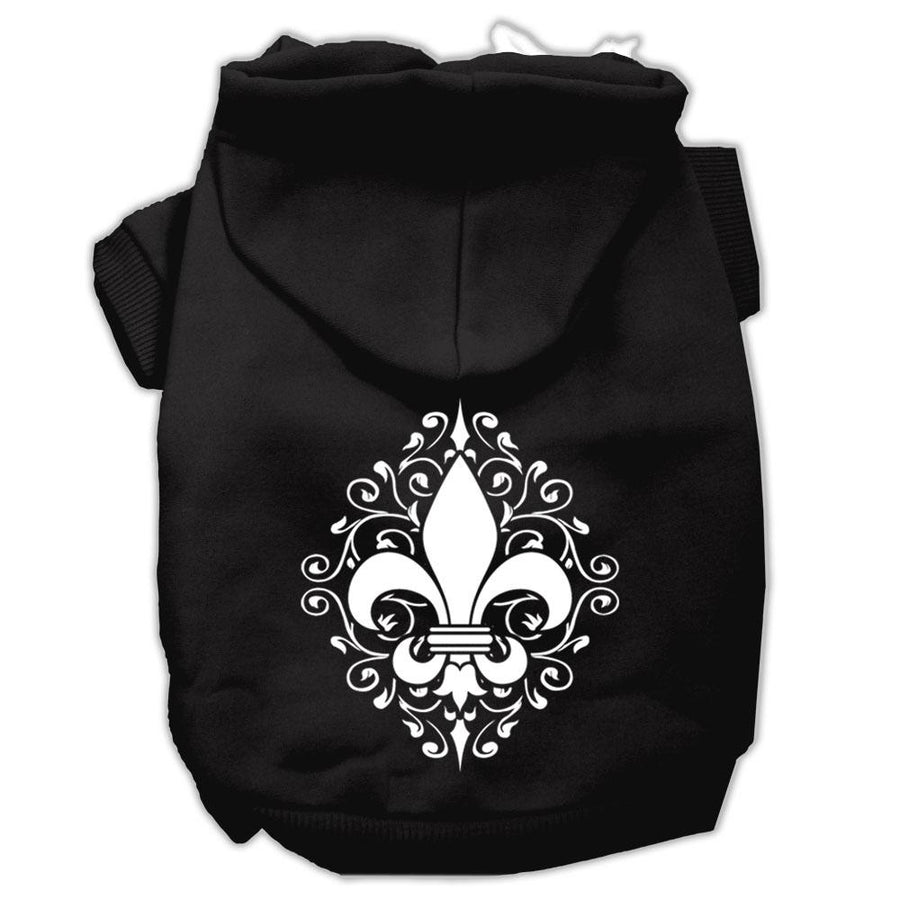 Henna Fleur De Lis Screen Print Pet Hoodies Black Size Xl (16)