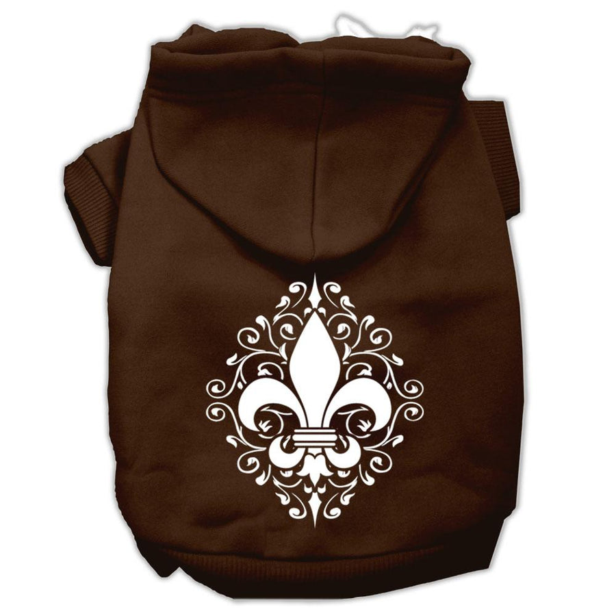 Henna Fleur De Lis Screen Print Pet Hoodies Brown Size Xl (16)