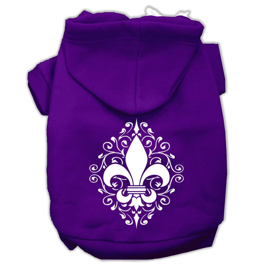 Henna Fleur De Lis Screen Print Pet Hoodies Purple Size Xl (16)
