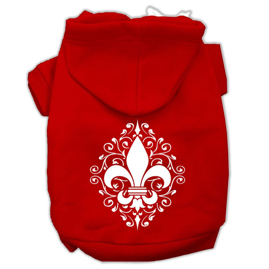 Henna Fleur De Lis Screen Print Pet Hoodies Red Size Xl (16)