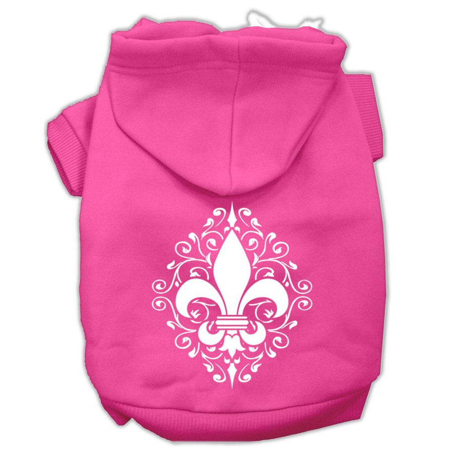 Henna Fleur De Lis Screen Print Pet Hoodies Bright Pink Size Xxl (18)