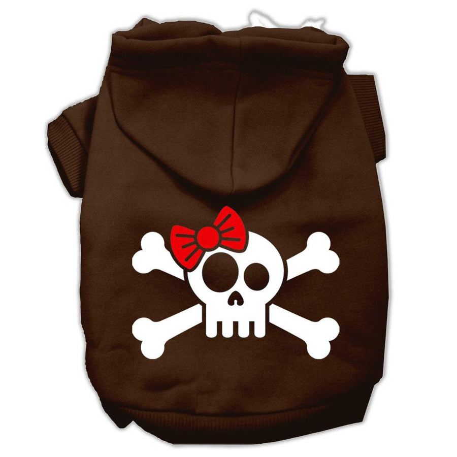 Skull Crossbone Bow Screen Print Pet Hoodies Brown Size Xxl (18)