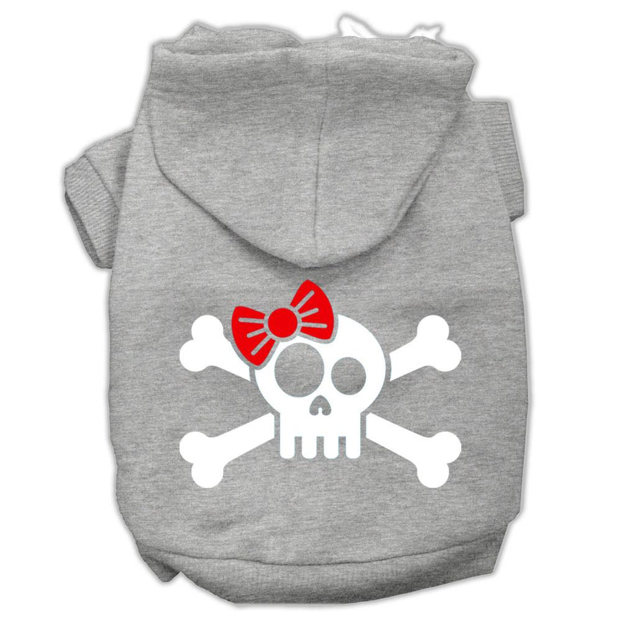 Skull Crossbone Bow Screen Print Pet Hoodies Grey Size Xxl (18)