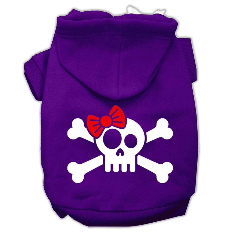 Skull Crossbone Bow Screen Print Pet Hoodies Purple Size Xxl (18)