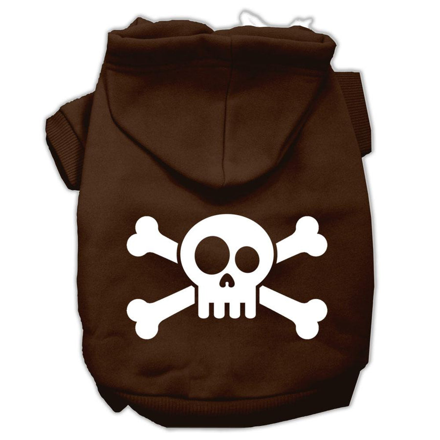 Skull Crossbone Screen Print Pet Hoodies Brown Size Xs (8)