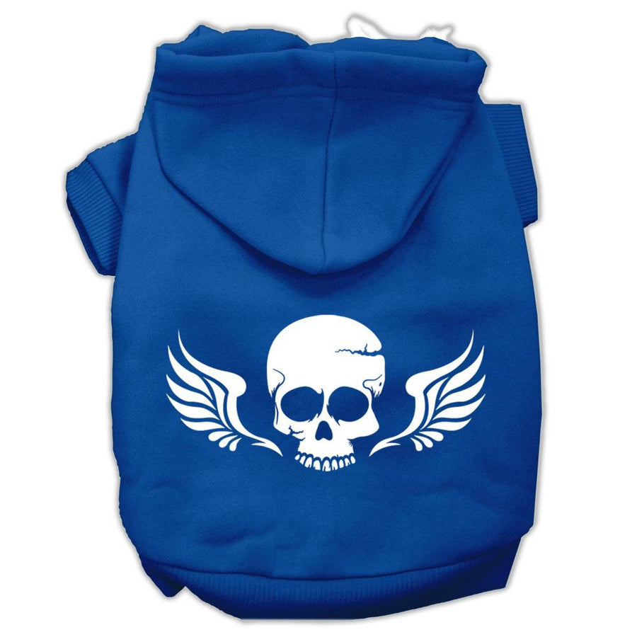 Skull Wings Screen Print Pet Hoodies Blue Size Xxxl (20)