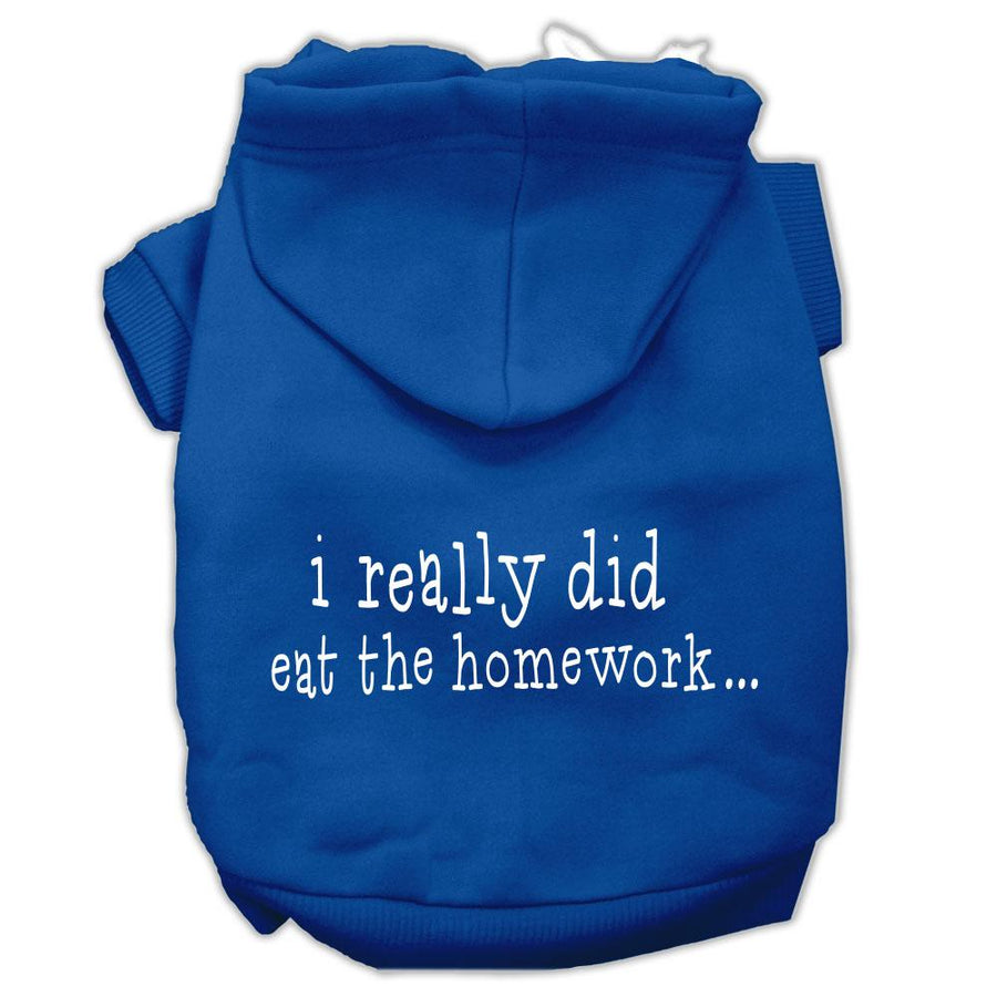 I Really Did Eat The Homework Screen Print Pet Hoodies Blue Size Xxxl(20)