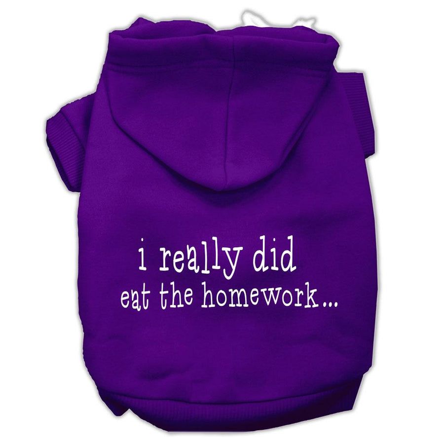 I Really Did Eat The Homework Screen Print Pet Hoodies Purple Size Xxxl(20)
