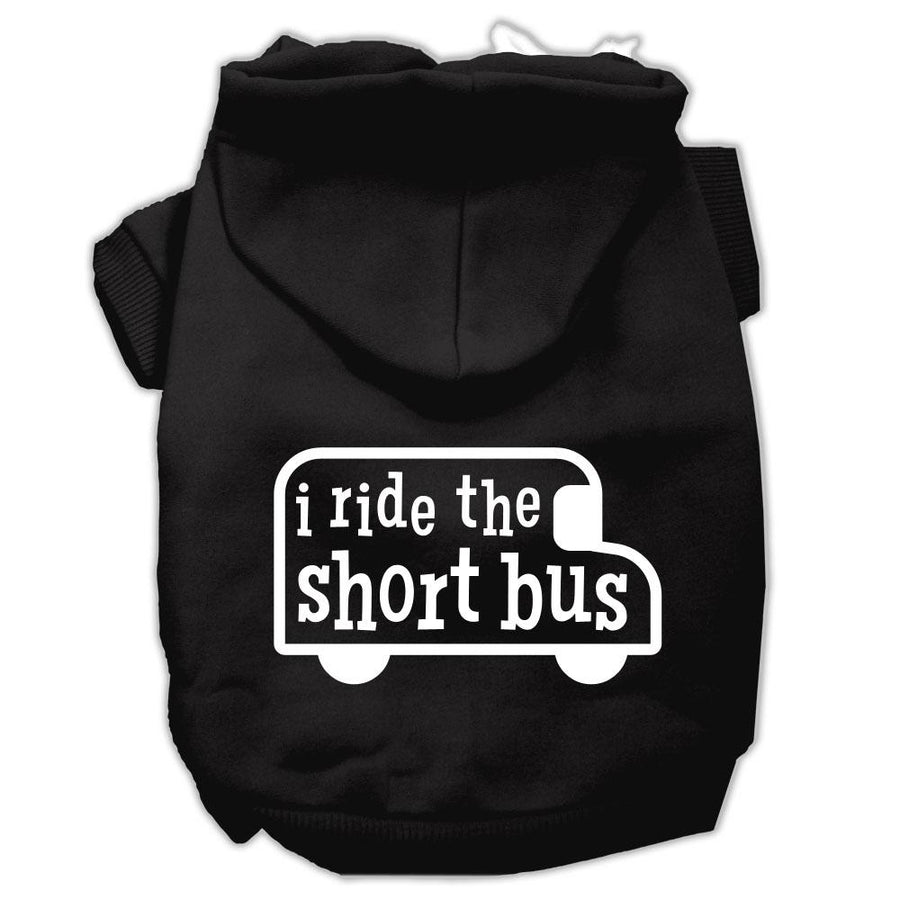 I Ride The Short Bus Screen Print Pet Hoodies Black Size S (10)