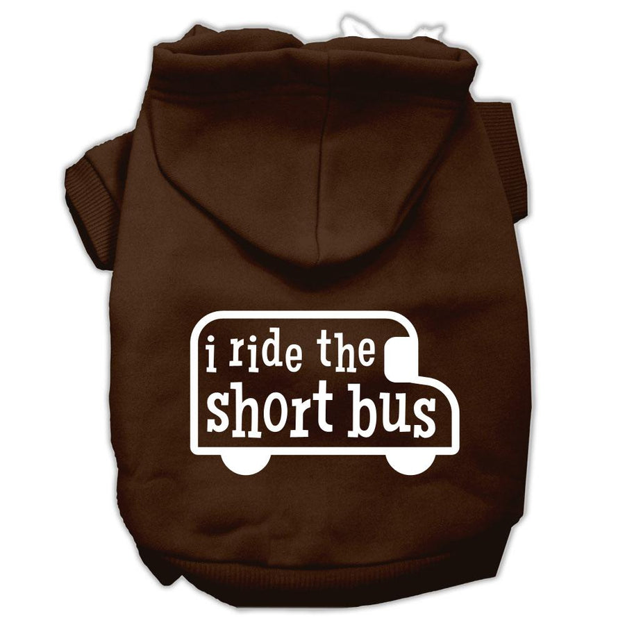 I Ride The Short Bus Screen Print Pet Hoodies Brown Size S (10)