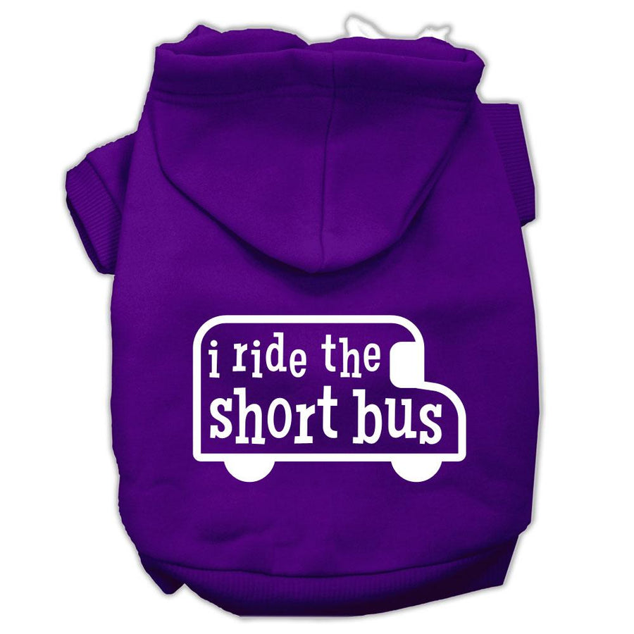 I Ride The Short Bus Screen Print Pet Hoodies Purple Size S (10)
