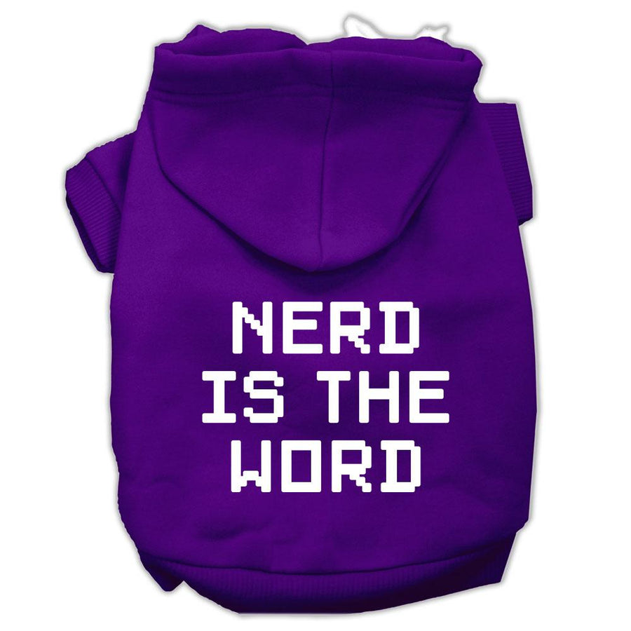 Nerd Is The Word Screen Print Pet Hoodies Purple Size Xl (16)