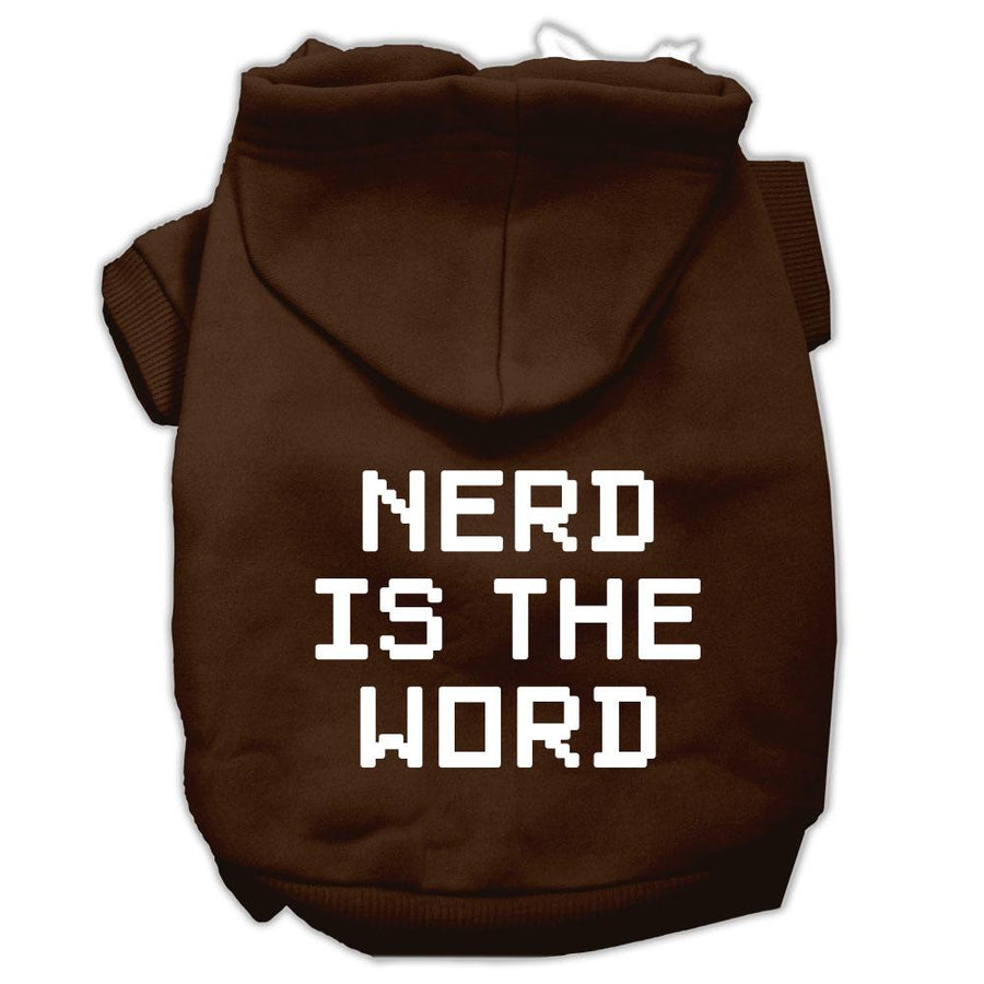 Nerd Is The Word Screen Print Pet Hoodies Brown Size Xxl (18)