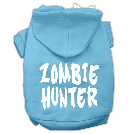 Zombie Hunter Screen Print Pet Hoodies Baby Blue Size M (12)