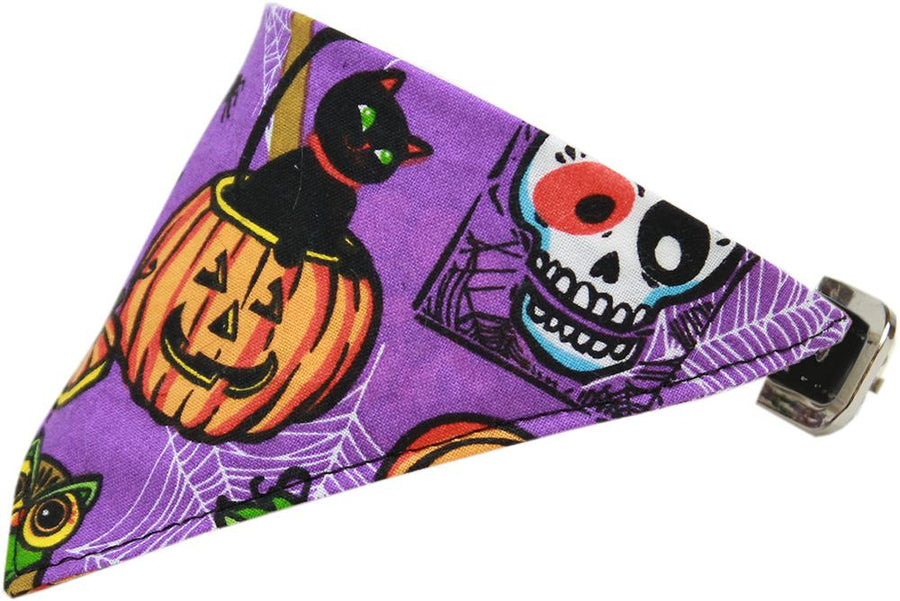 Purple And Pumpkins Bandana Pet Collar Black Size 20