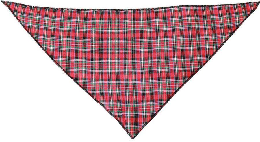 Red Plaid Tie-on Pet Bandana Size Small
