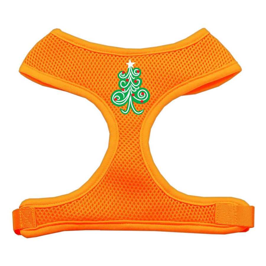 Swirly Christmas Tree Screen Print Soft Mesh Harness Orange Large